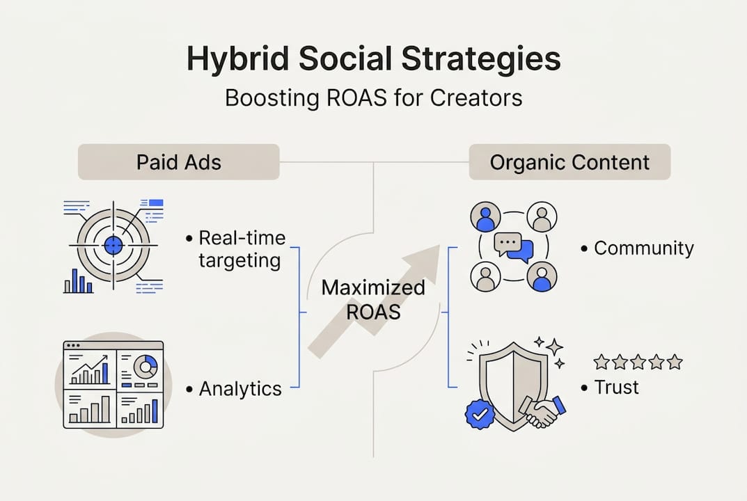 Hybrid social strategy infographic for creators