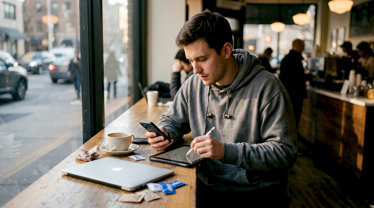 Man scheduling social media for growth
