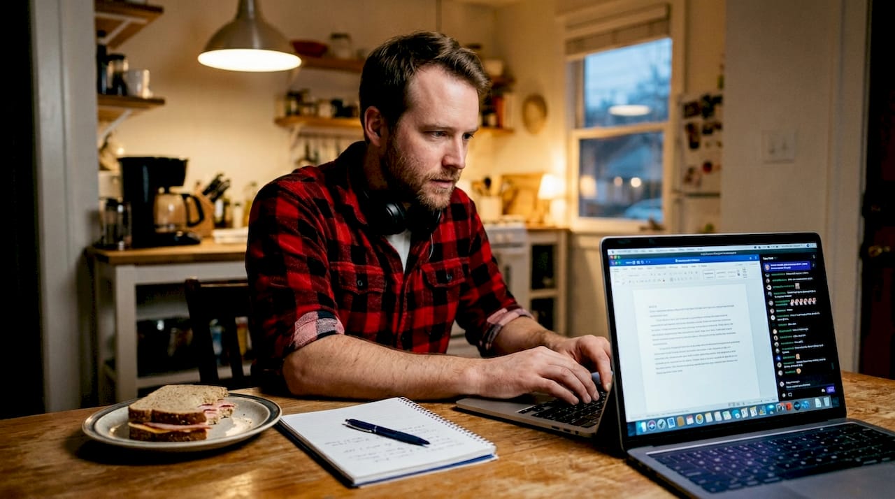 Live streamer interacting with chat during broadcast