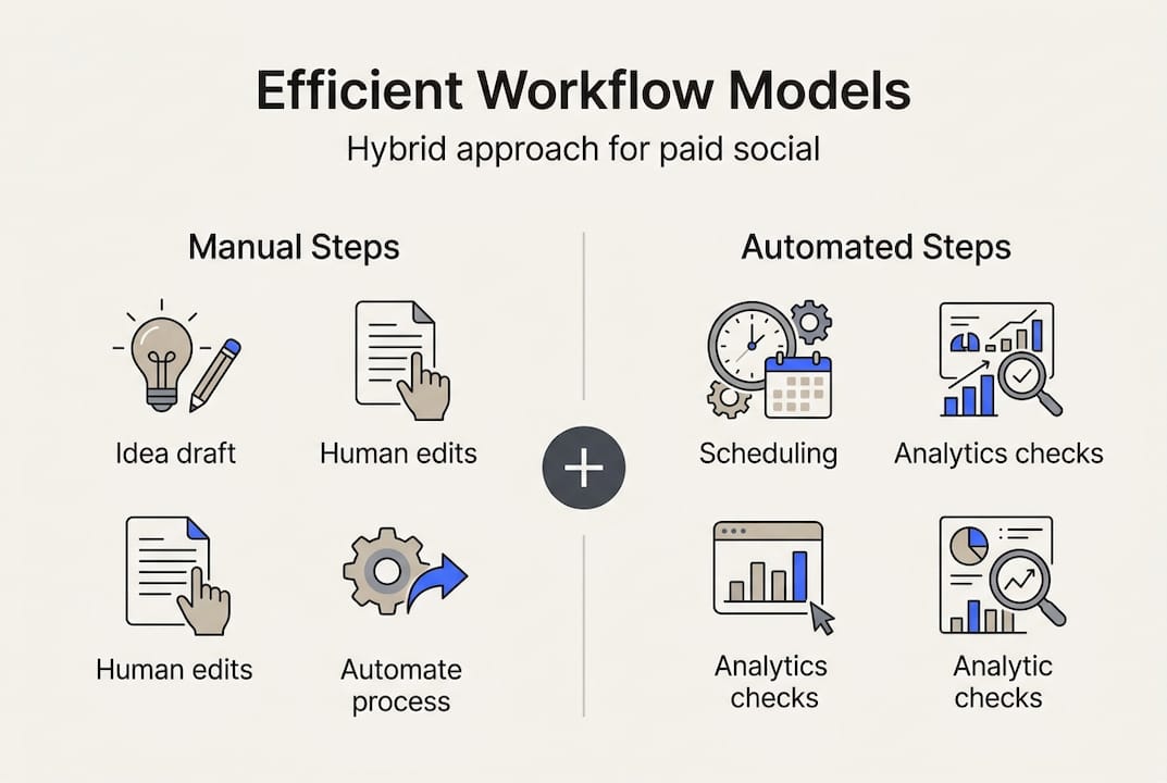 Infographic on hybrid social content workflow