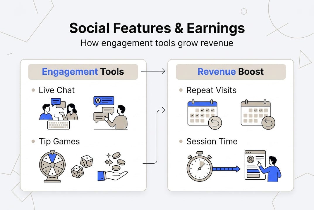 Infographic on social features revenue impact
