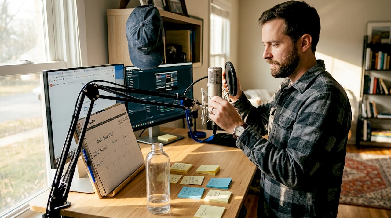 Livestreamer setting up home broadcast station