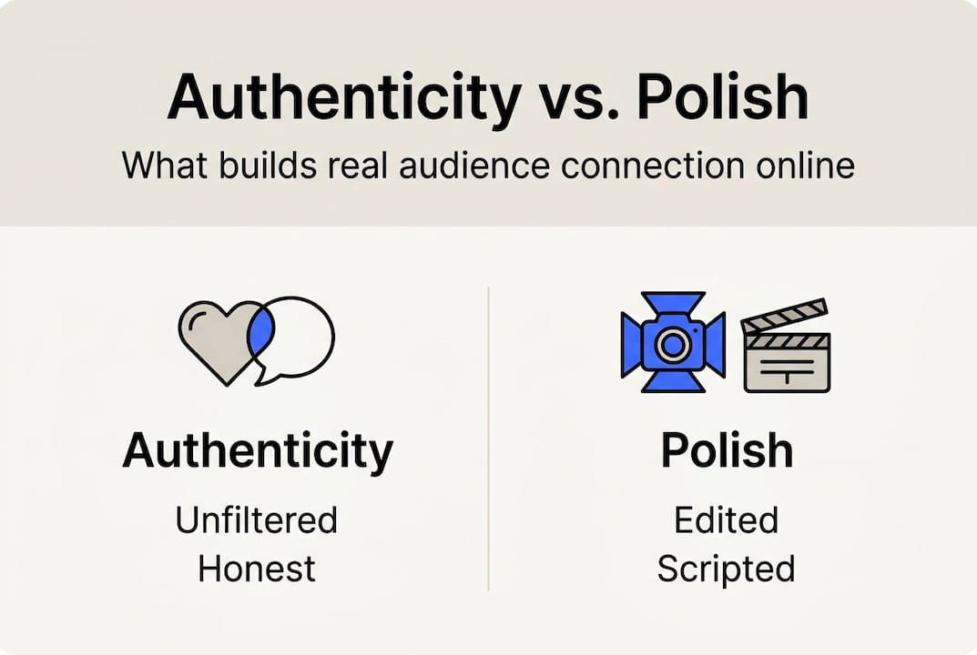 Infographic comparing authenticity and polish in content