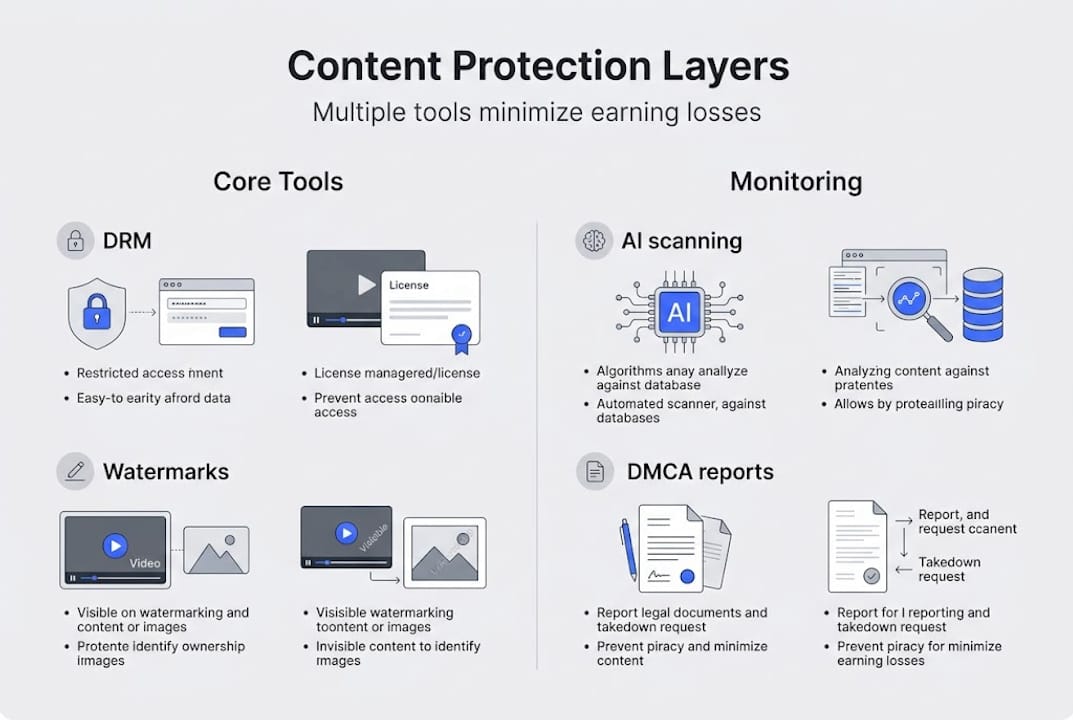 Infographic showing content protection layers overview