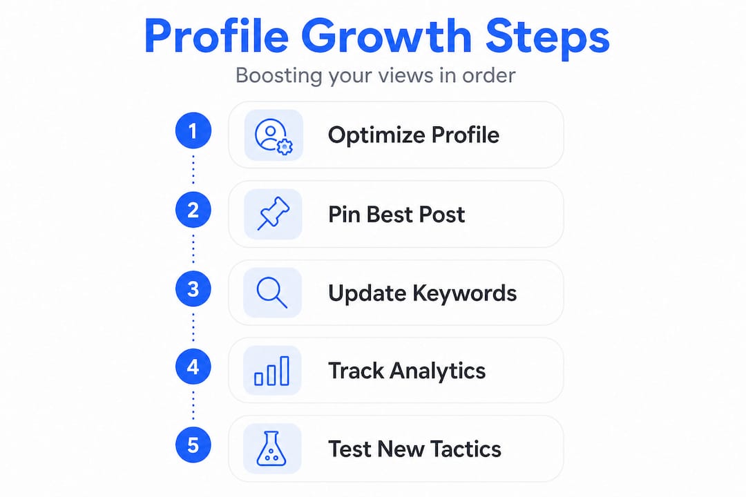 Infographic showing steps for profile growth
