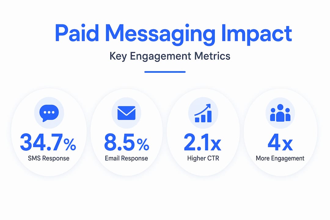 Infographic comparing paid and email messaging stats