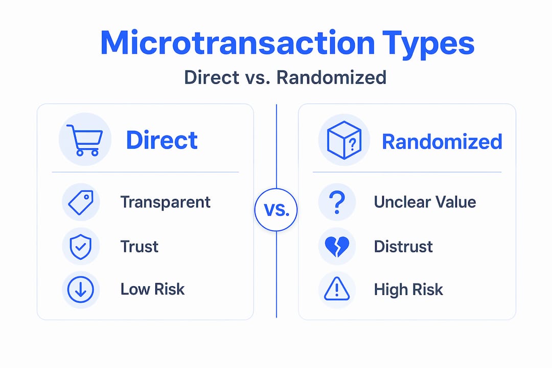 Infographic comparing microtransaction types