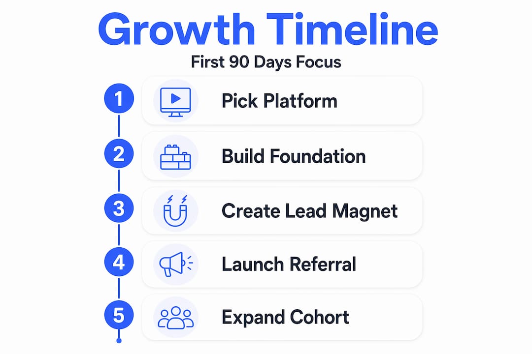 Infographic showing platform growth process steps
