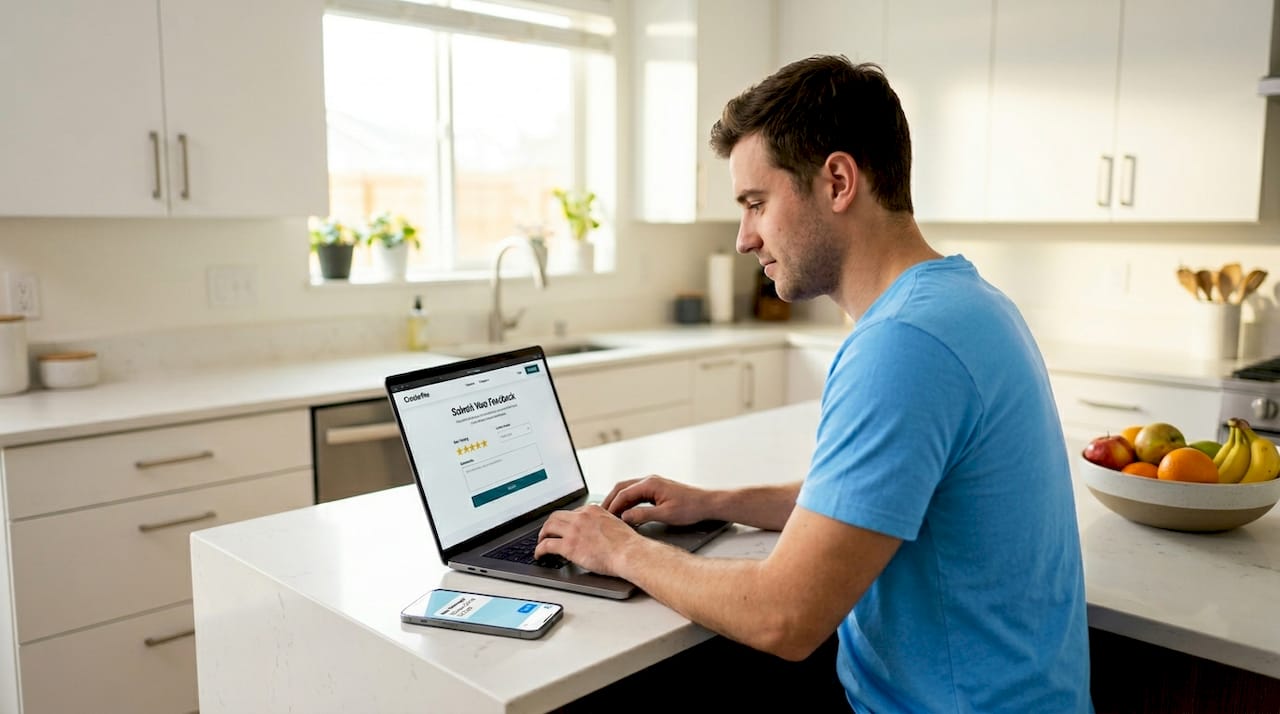User interacts with brand community feedback page