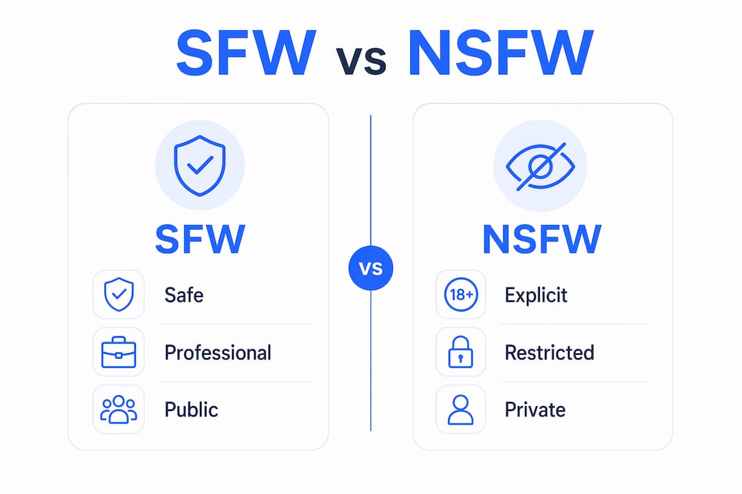 Infographic comparing SFW and NSFW content categories