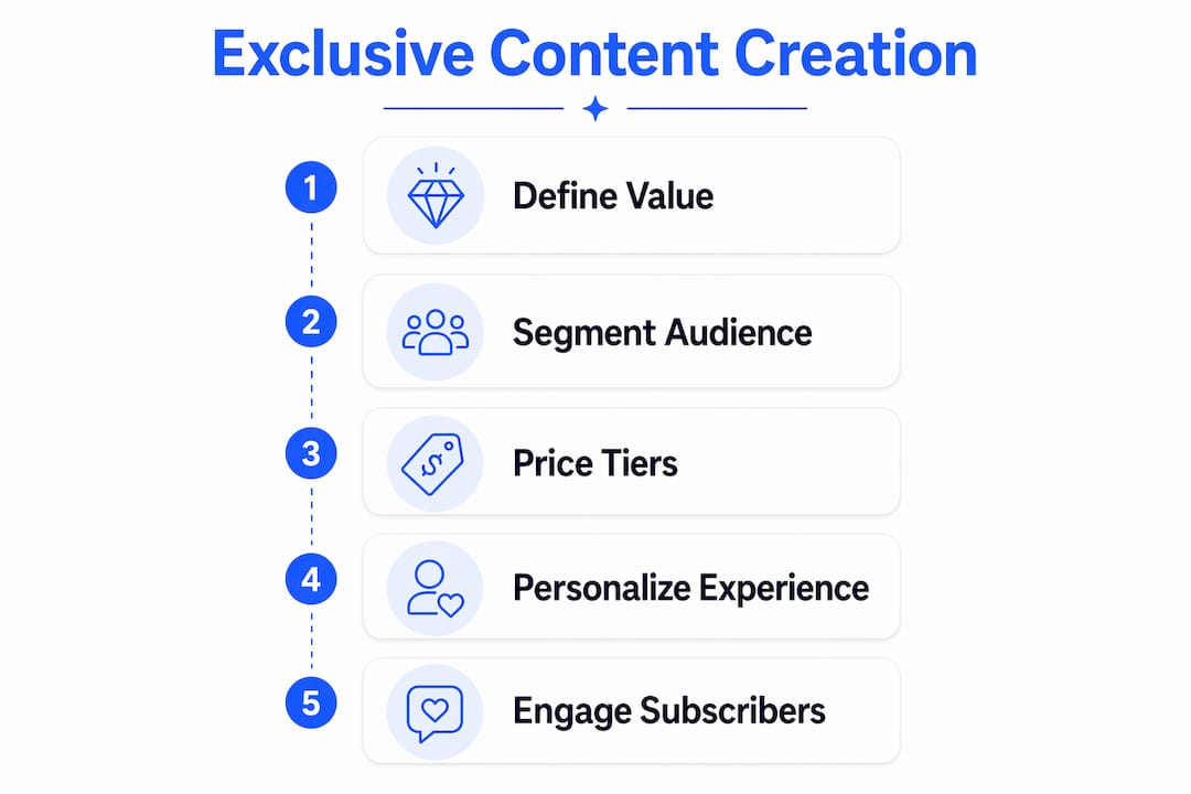 Infographic outlining steps for creating exclusive content