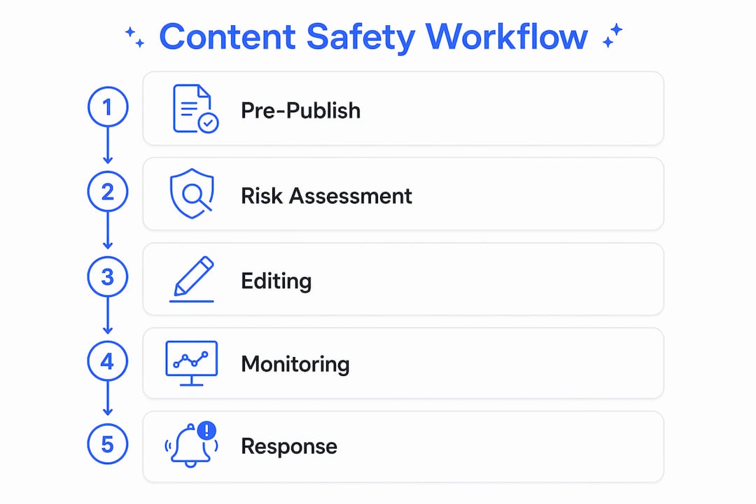 Infographic showing content safety workflow steps