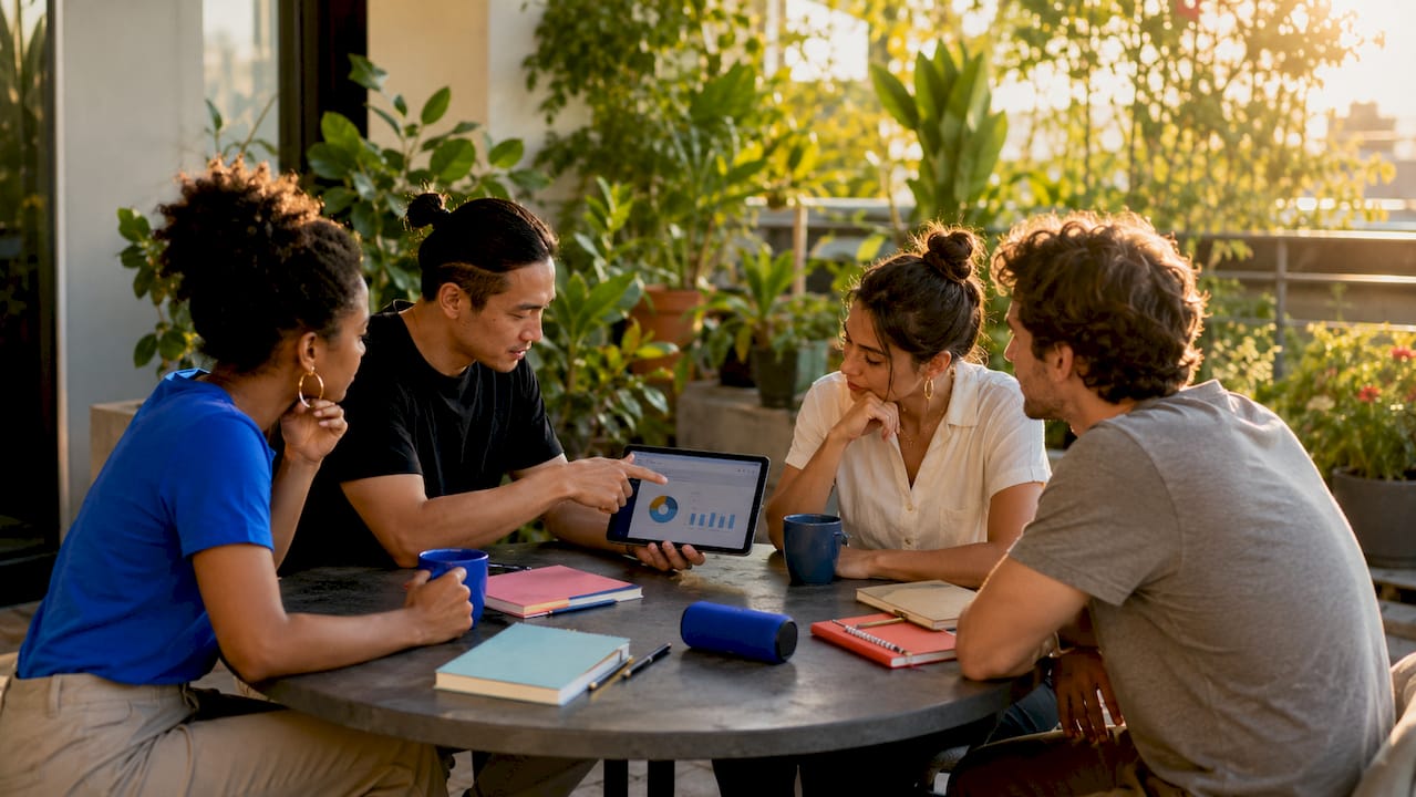 Group discussing subscriber segmentation data