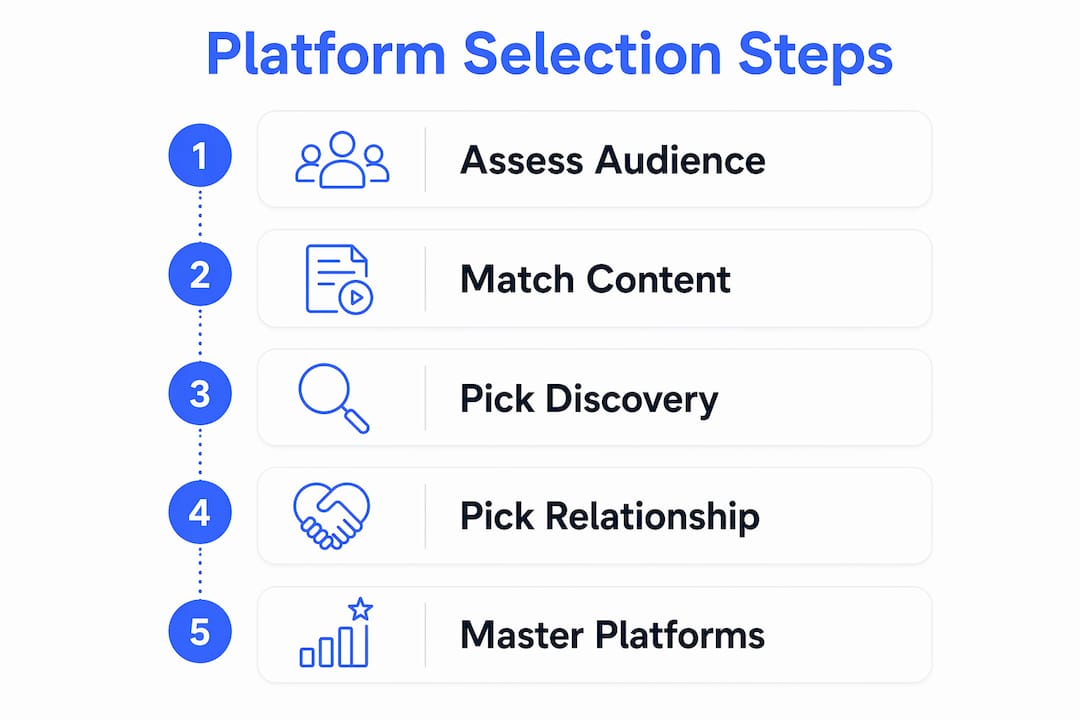 Infographic illustrating social media platform selection steps