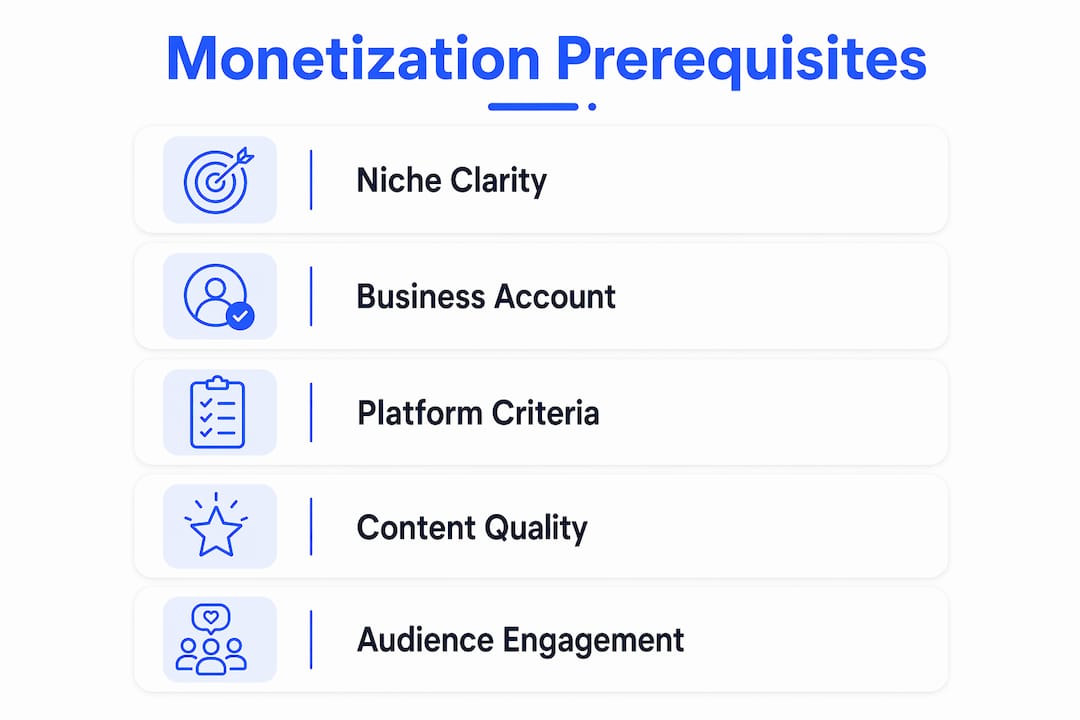 Infographic outlining creator prerequisites