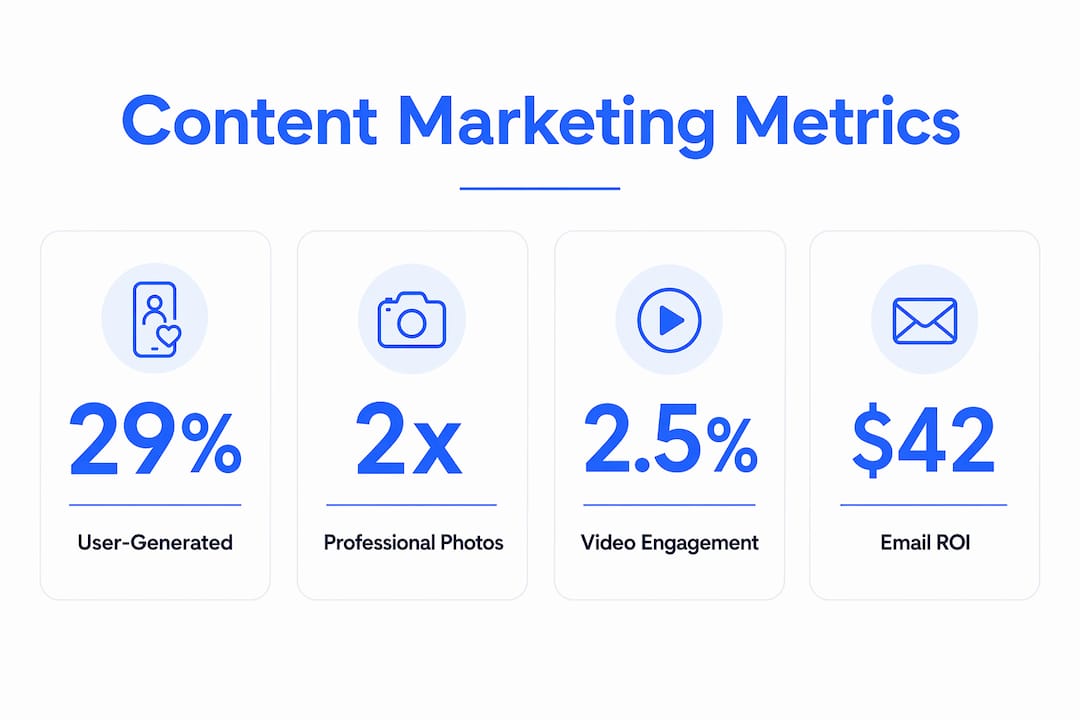 Infographic showing key metrics for restaurant content marketing success