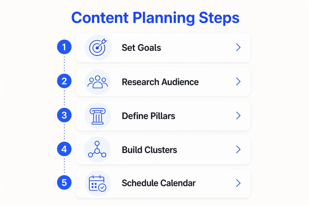 Step-by-step infographic of content planning process