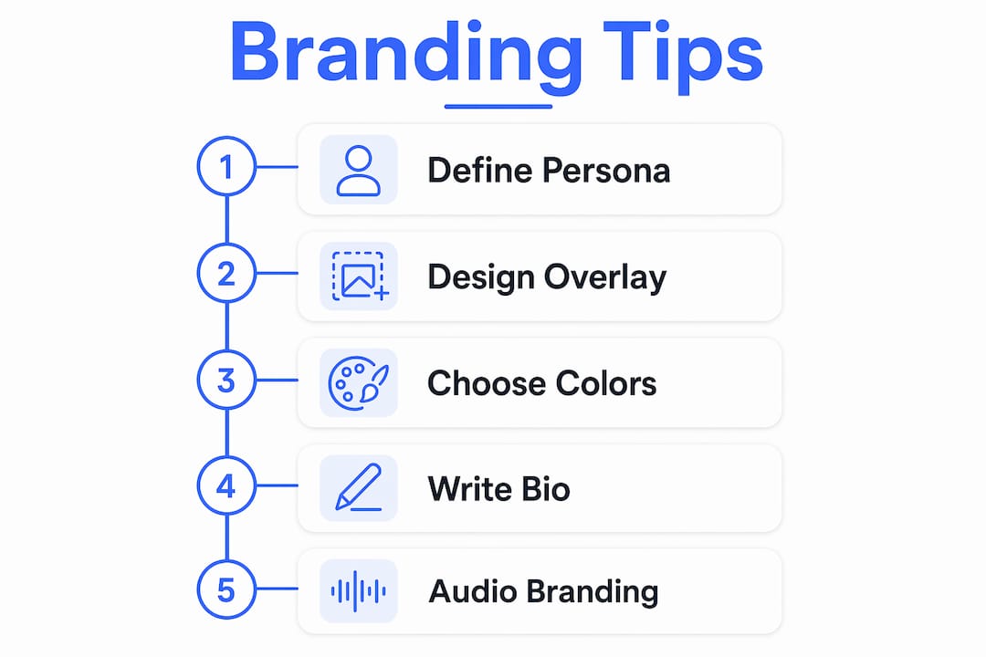 Infographic outlining key live cam branding steps