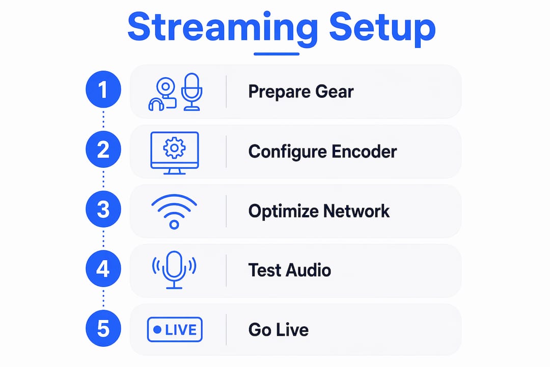 Infographic outlining streaming setup steps