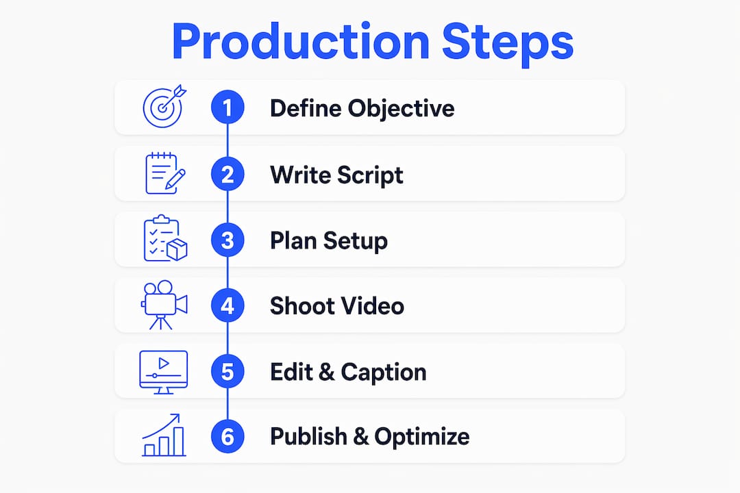Infographic showing key steps in promotional video production