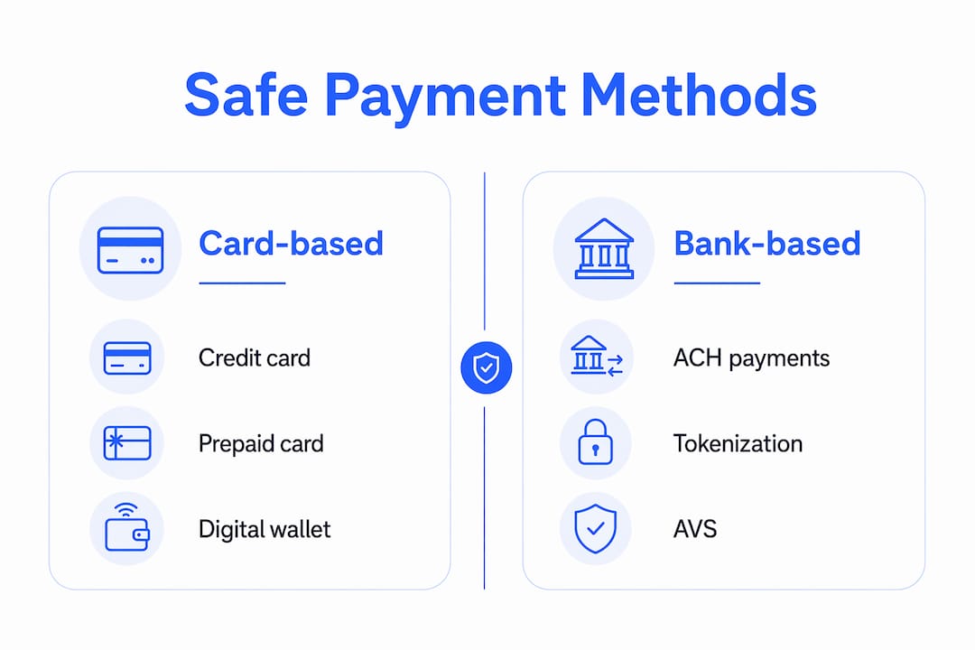 Infographic comparing card-based and bank-based payment methods