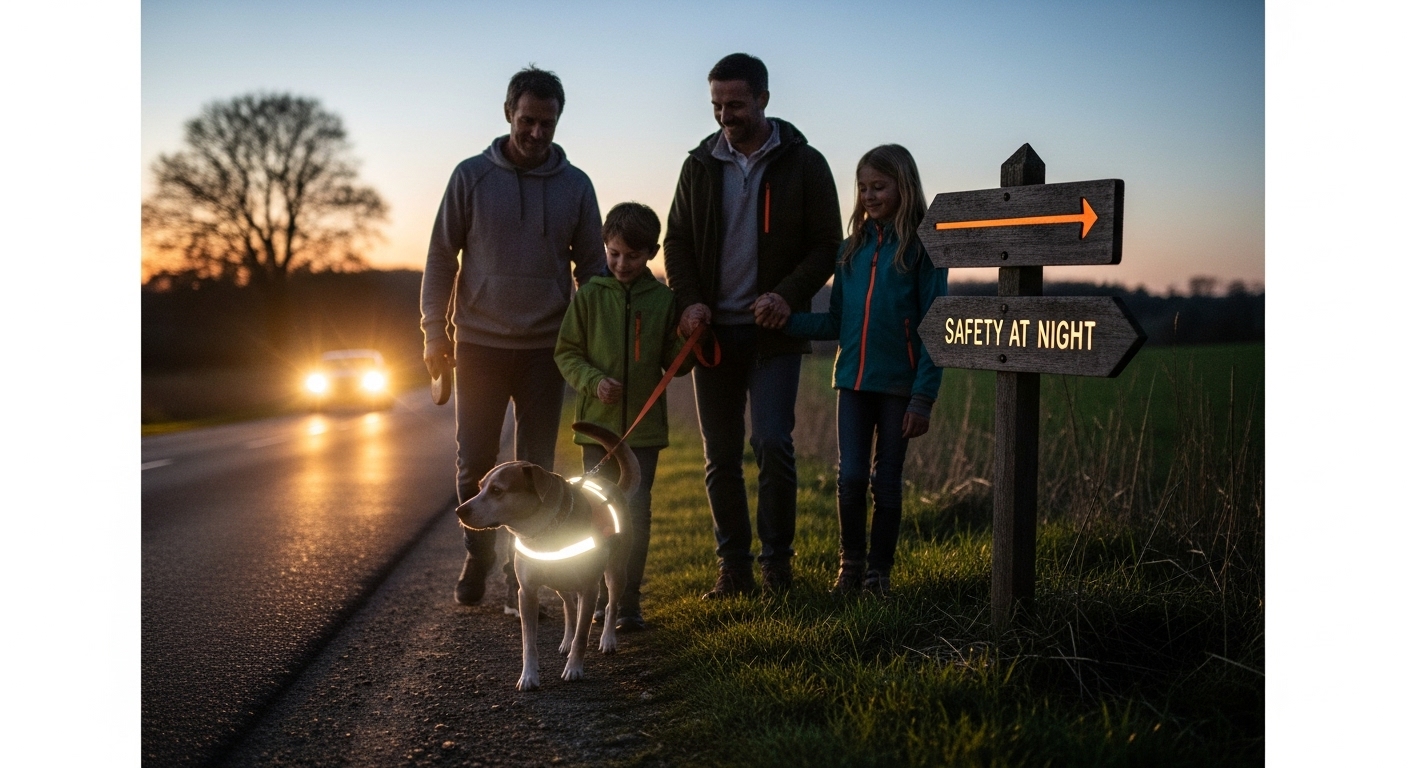 dog reflective rural night