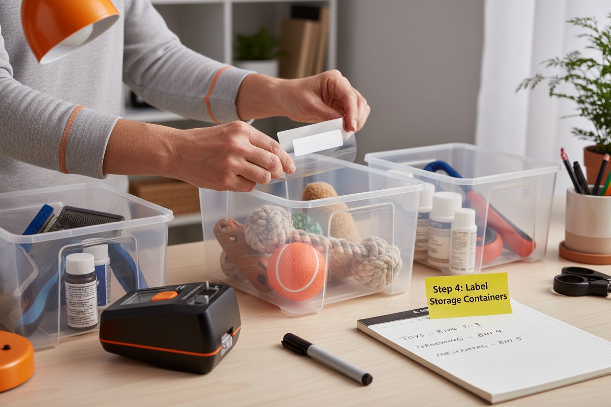 label dog accessory bins