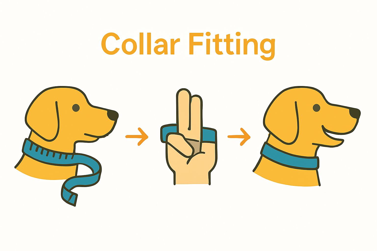 Visual steps for measuring and fitting dog collar