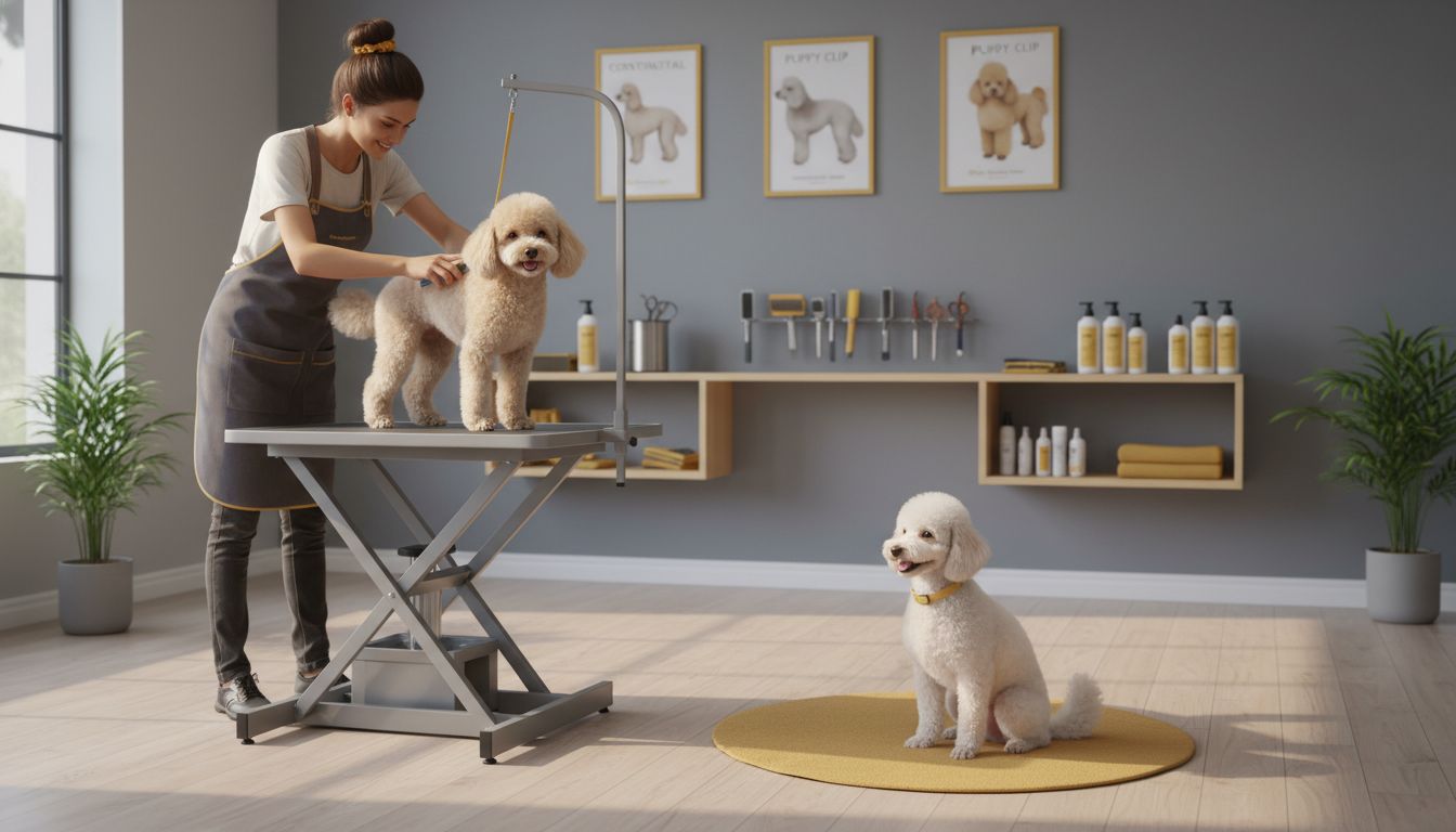 poodle grooming session