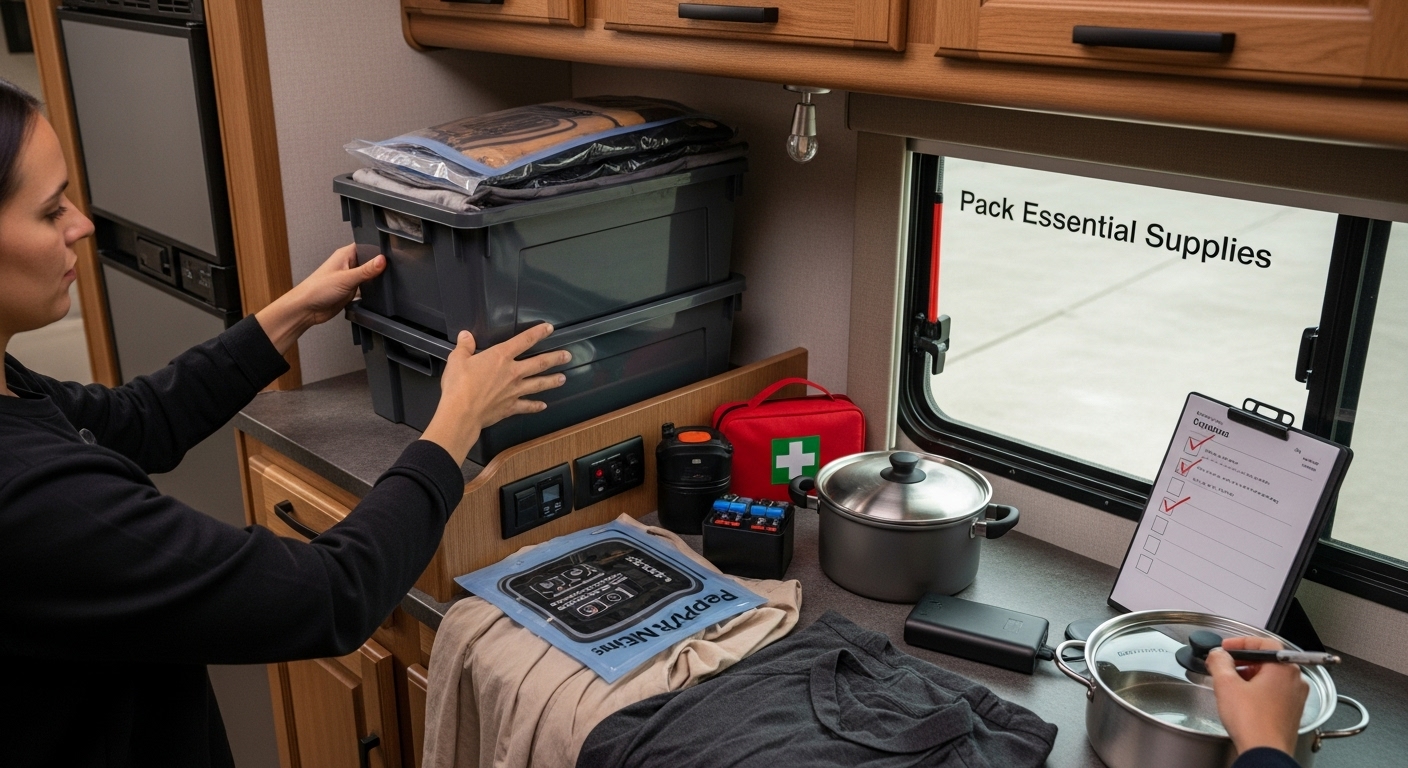 RV supply packing, checklist organization
