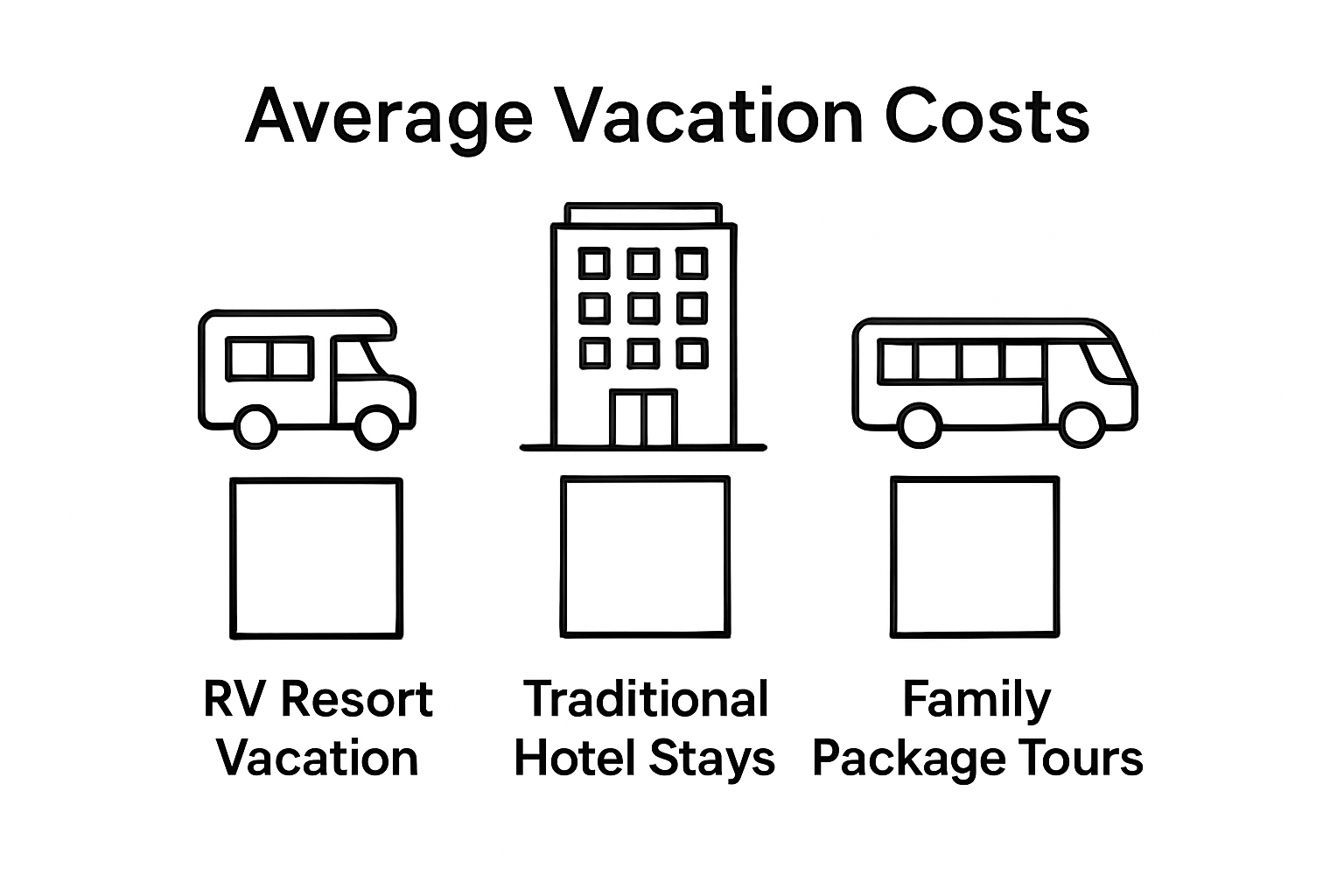 Infographic comparing vacation costs: RV resorts, hotels, tours