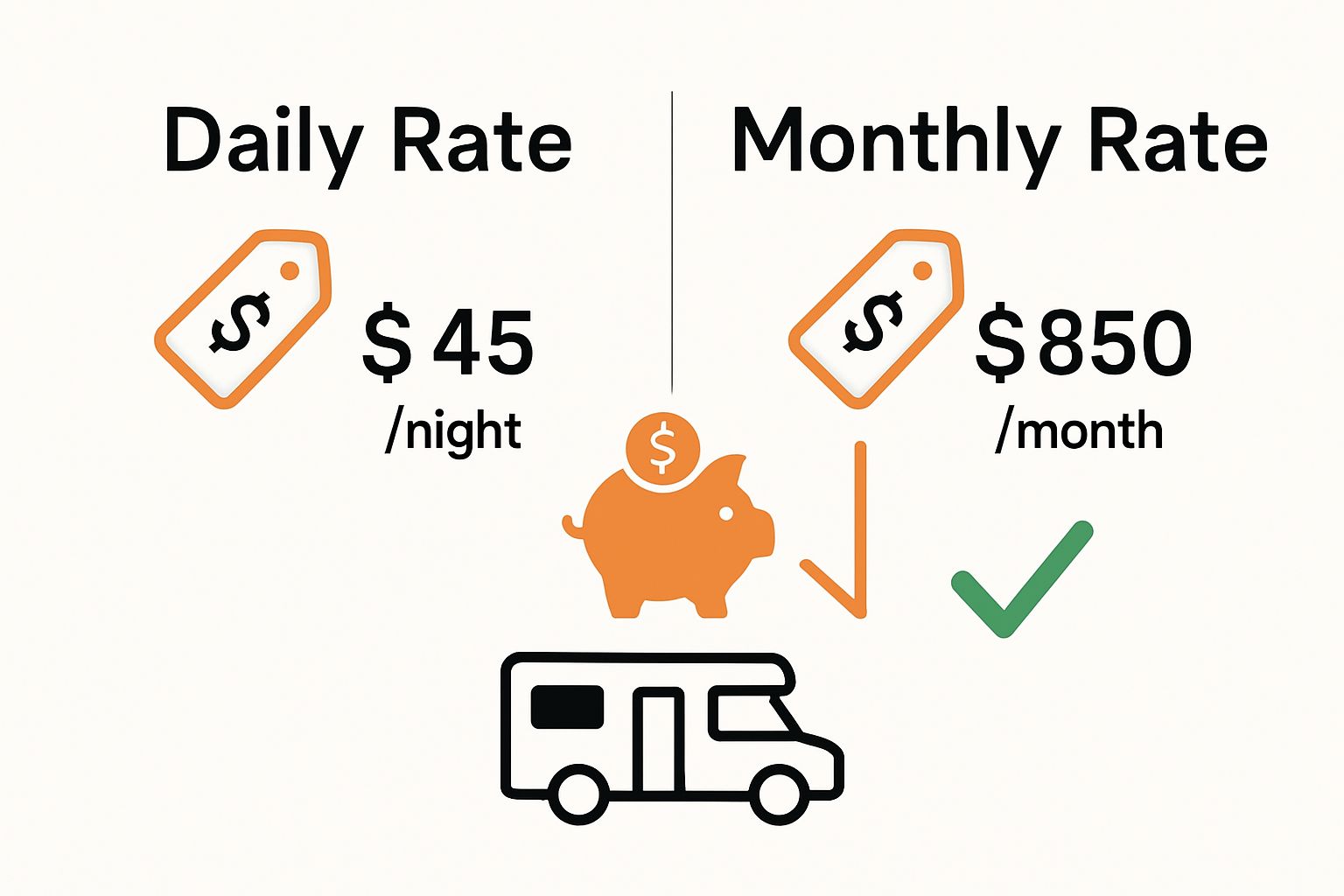 Infographic comparing daily and monthly RV stay costs