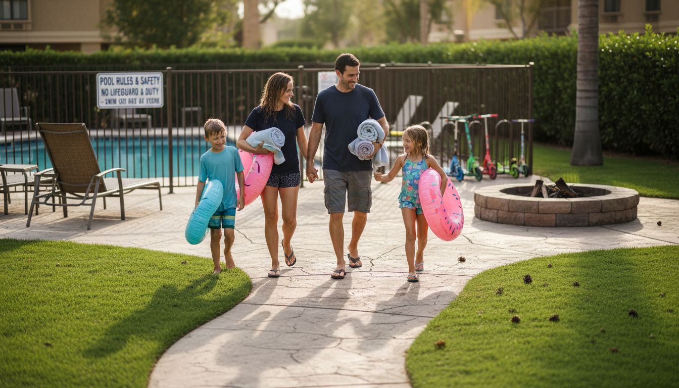 Family enjoying amenities at RV resort