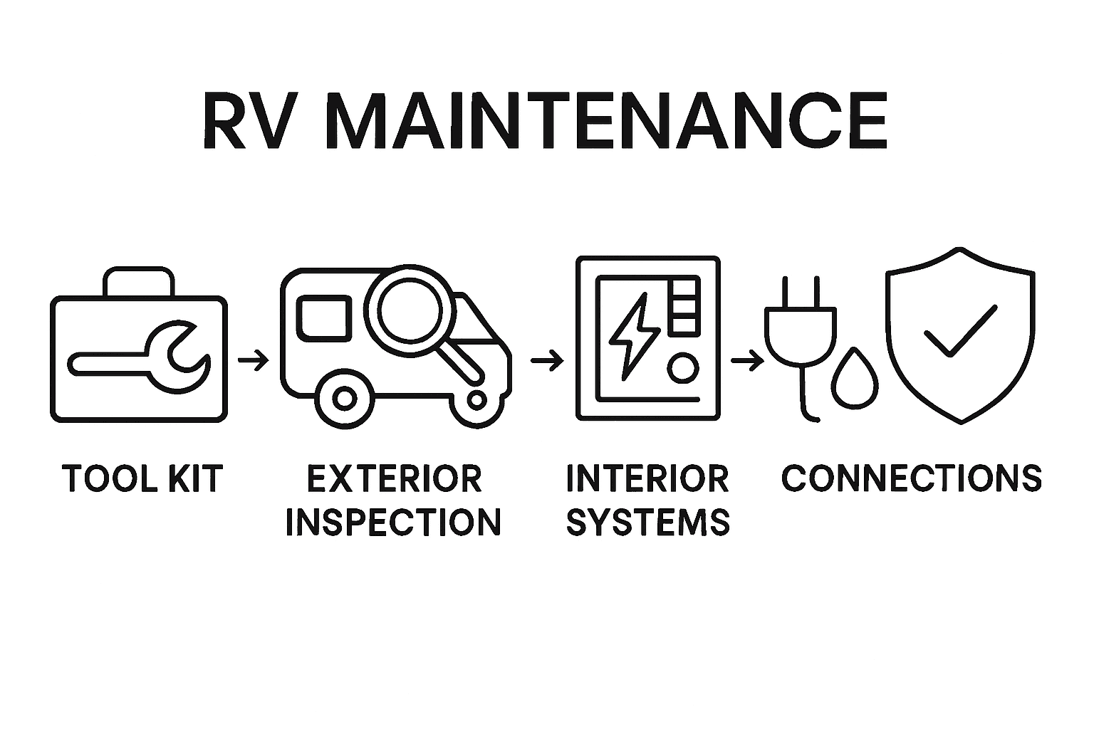 Infographic showing RV maintenance checklist steps