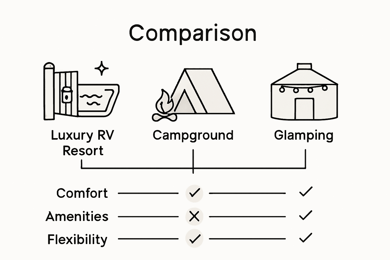 Luxury RV vs camping vs glamping infographic