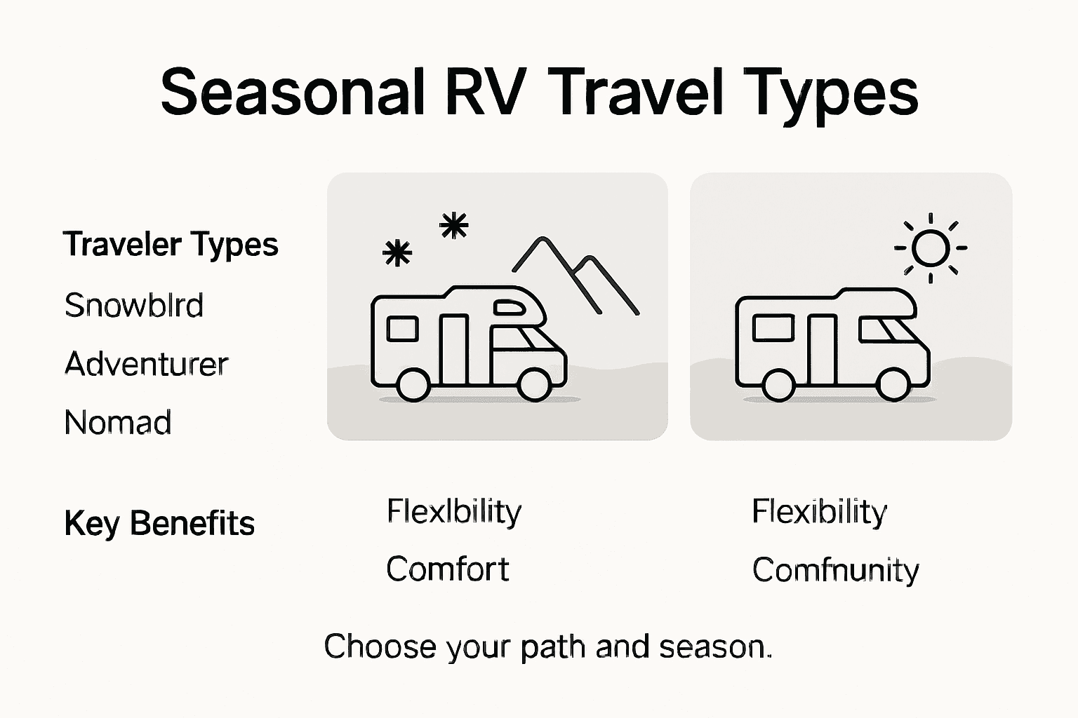 Infographic displaying main seasonal RV traveler types