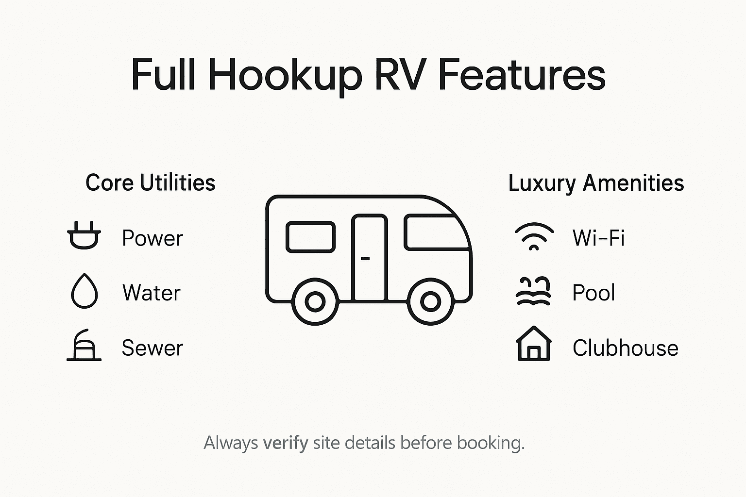 Infographic showing RV hookup features and amenities