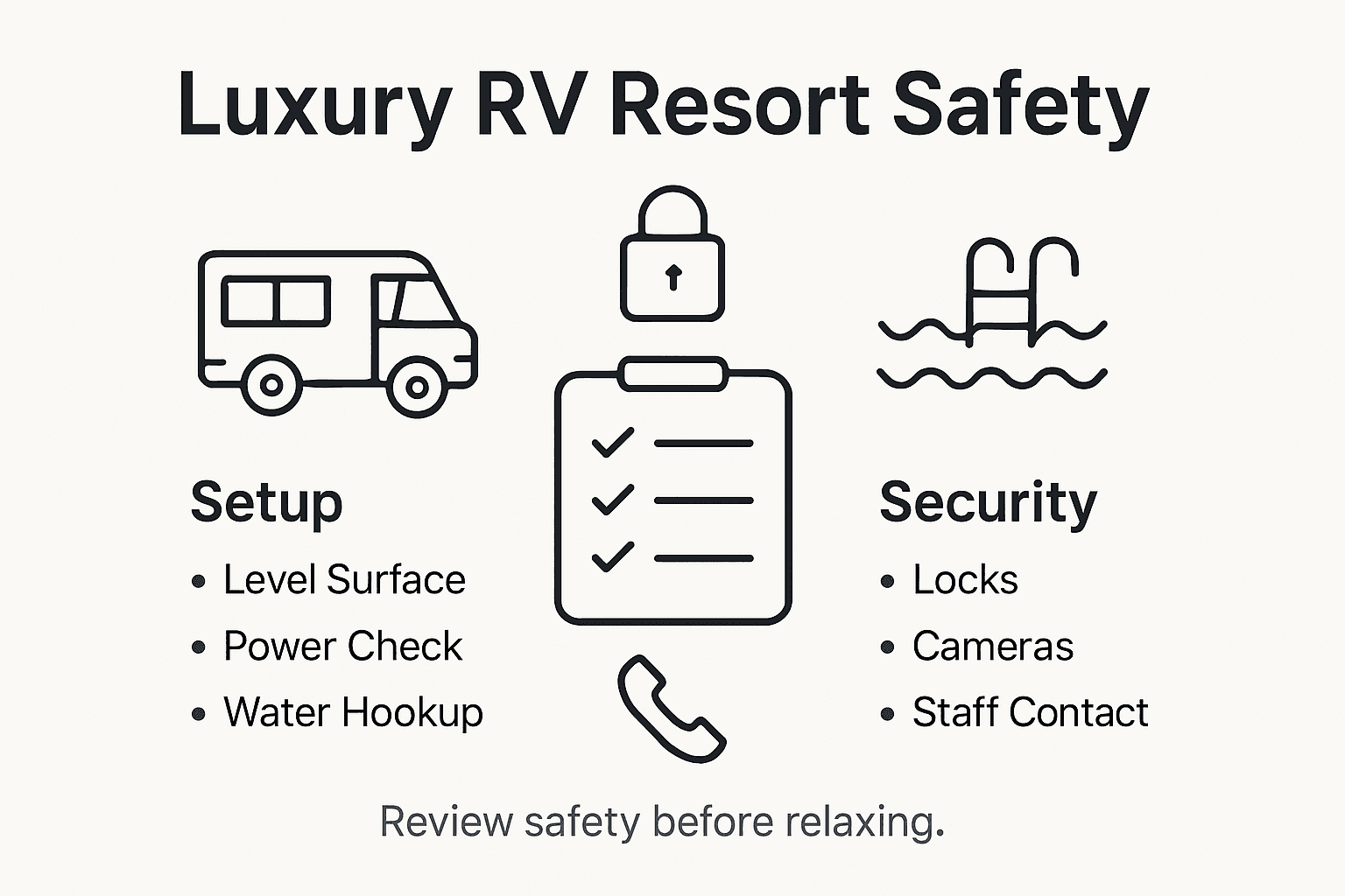 Infographic with RV resort safety checklist