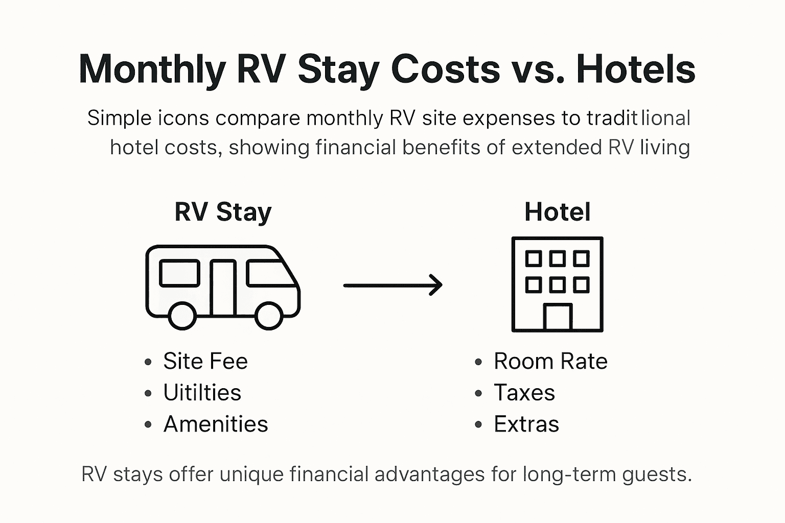 Infographic comparing RV stays and hotels monthly costs