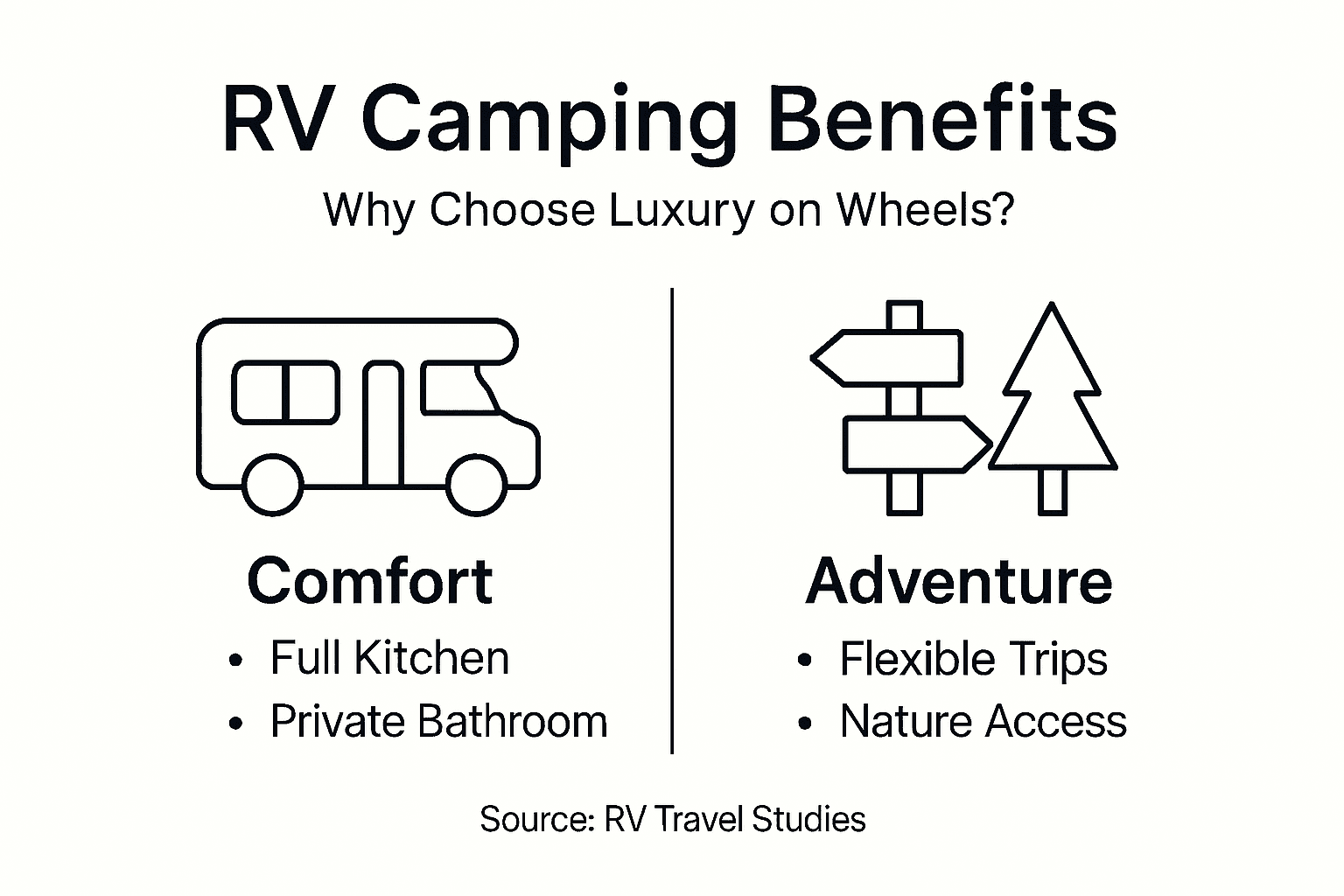 Infographic outlining main RV camping benefits