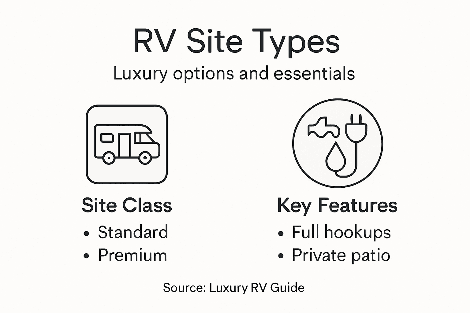 Infographic comparing luxury RV site options