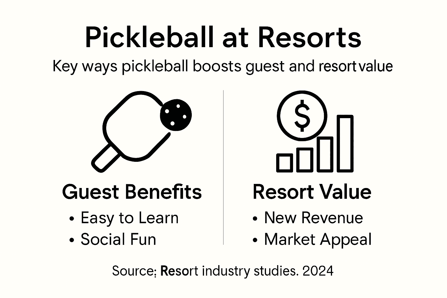 Infographic key benefits of pickleball at resorts
