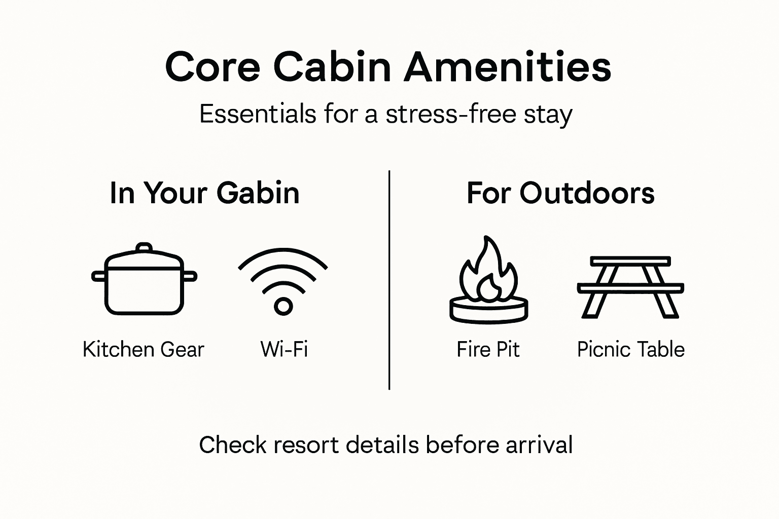 Infographic of key cabin amenities list