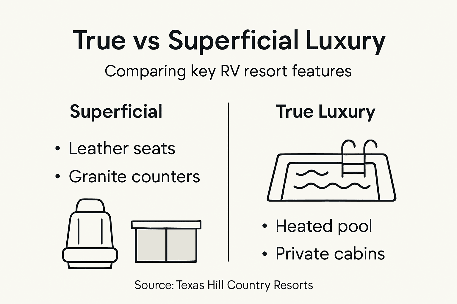 Infographic comparing luxury RV amenities