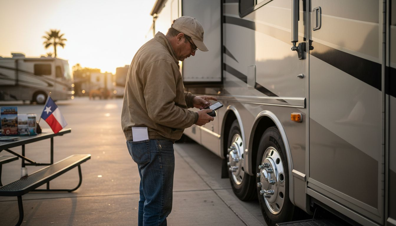 Inspecting motorhome exterior for safety issues