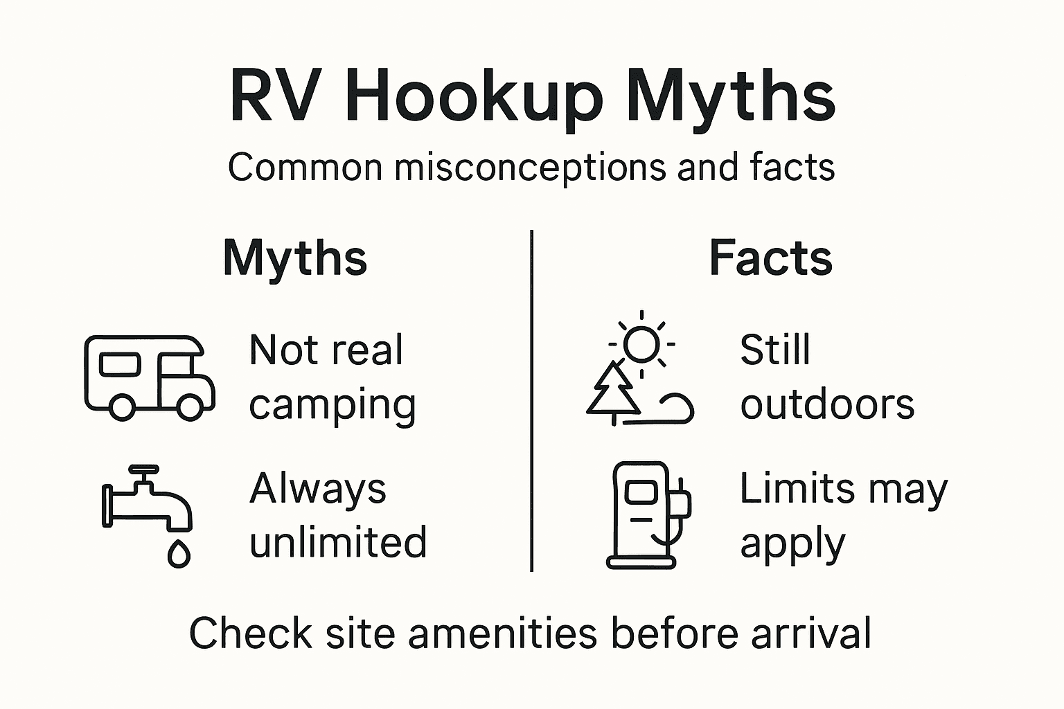 Infographic of common RV hookup myths and facts