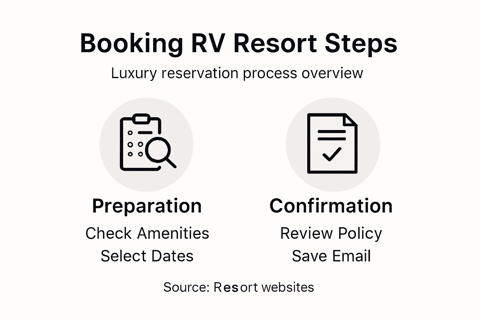 Infographic showing RV resort booking steps