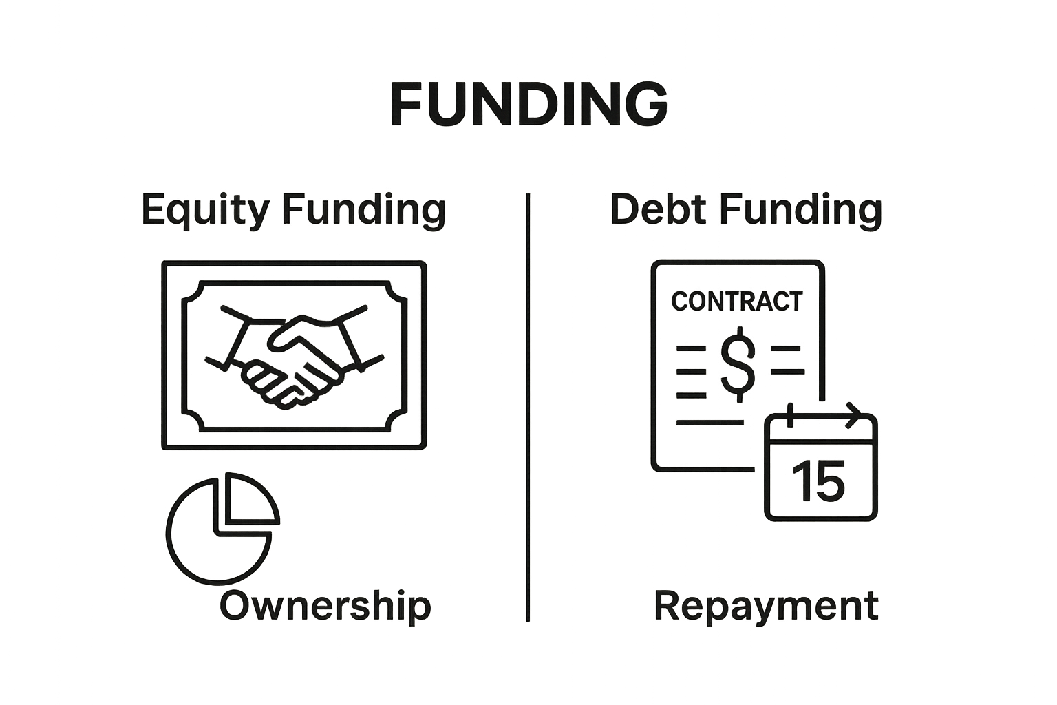 Equity vs debt funding compared visually