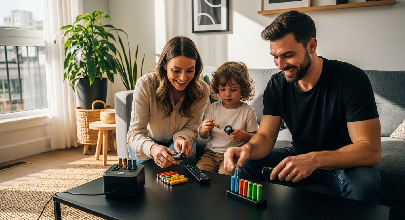 wiederaufladbare Batterien, Nachhaltigkeit, Familie
