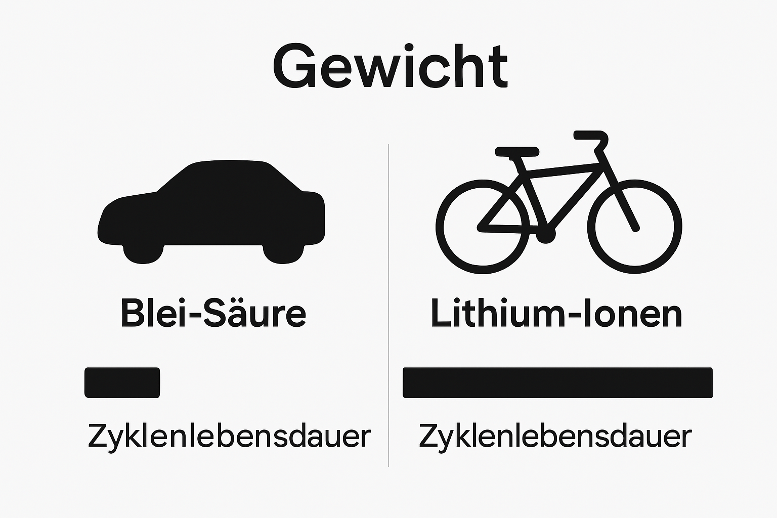 Vergleich von Blei-Säure und Lithium-Ionen 12V Akkus anhand Gewicht und Lebensdauer